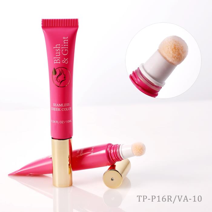 No-drip airless cosmetic tube with sponge applicator